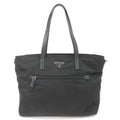 Prada Logo Nylon Leather Tote Bag Shoulder Bag Black BR4842