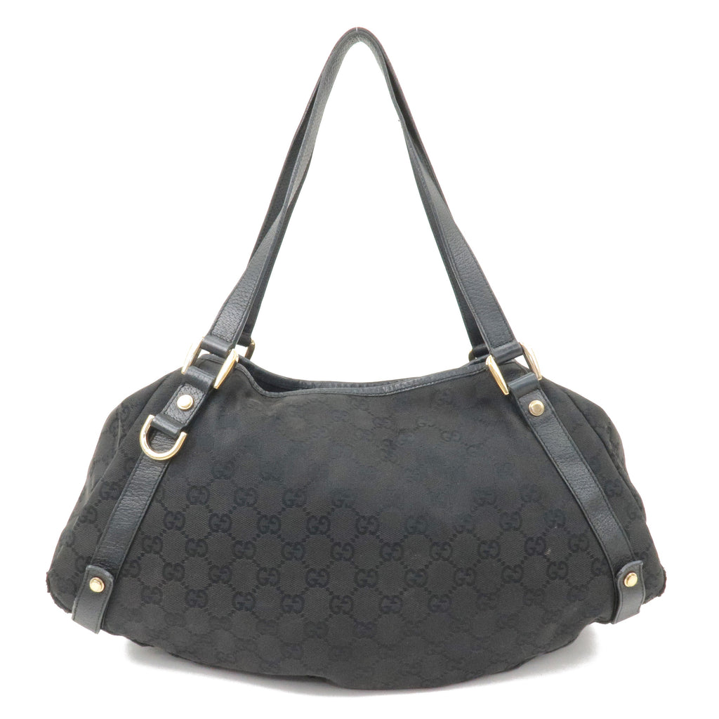 GUCCI Abbey GG Canvas Leather Tote Bag Shoulder Bag Black 130736