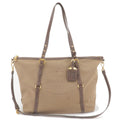 Prada Logo Jacquard Leather 2Way Tote Bag Beige Brown BR4253