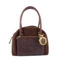 Christian Dior Cannage Suede Leather Hand Bag Brown