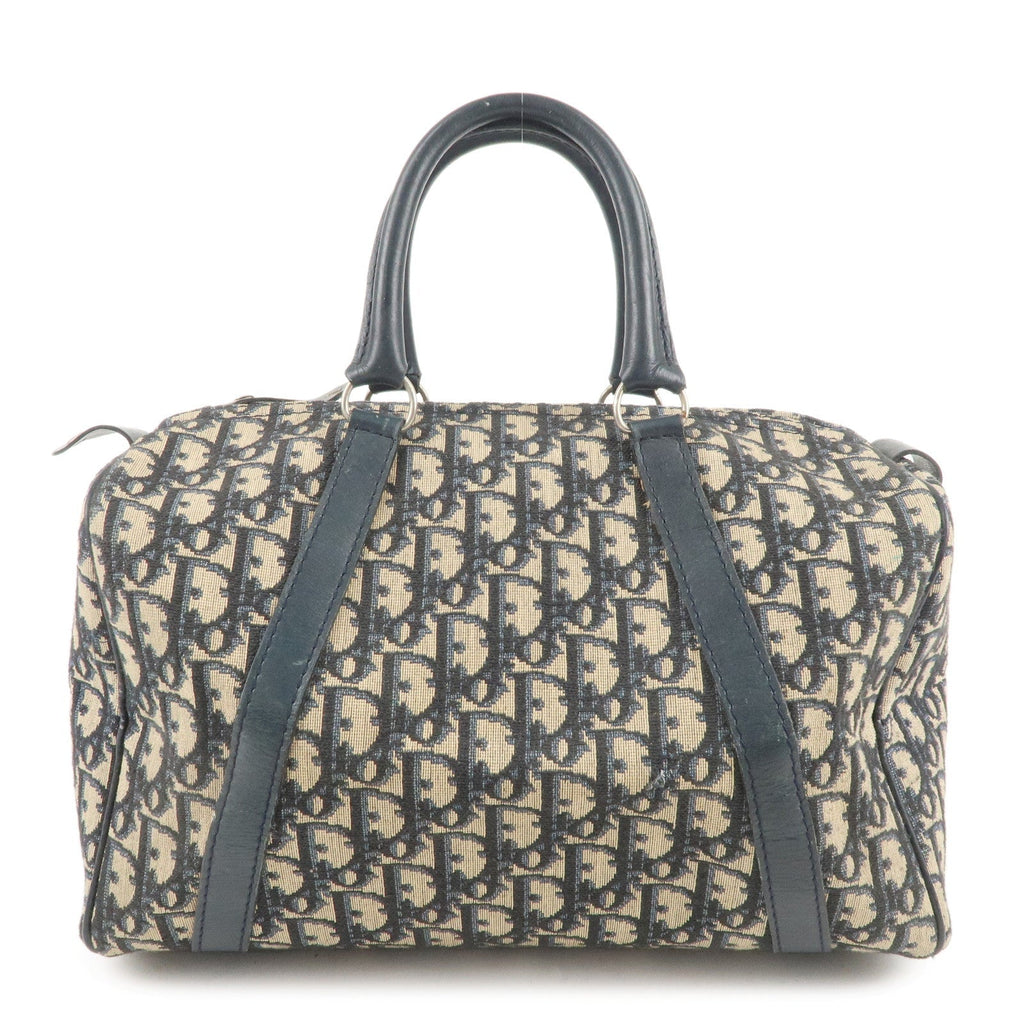 Christian Dior Trotter Canvas Leather Boston Bag Navy