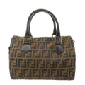 FENDI Zucca Canvas Leather Mini Boston Bag Black Brown 8BL104