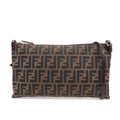 FENDI Zucca Canvas Leather Shoulder Bag Brown Black 16330