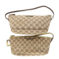 GUCCI Set of 2 Boat Bag GG Canvas Leather Pouch Hand Bag 07198
