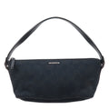 GUCCI Boat Bag Sherry GG Canvas Leather Pouch Black 141809