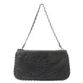 CHANEL Leather Chain Shoulder Bag Hand Bag Black Silver HDW