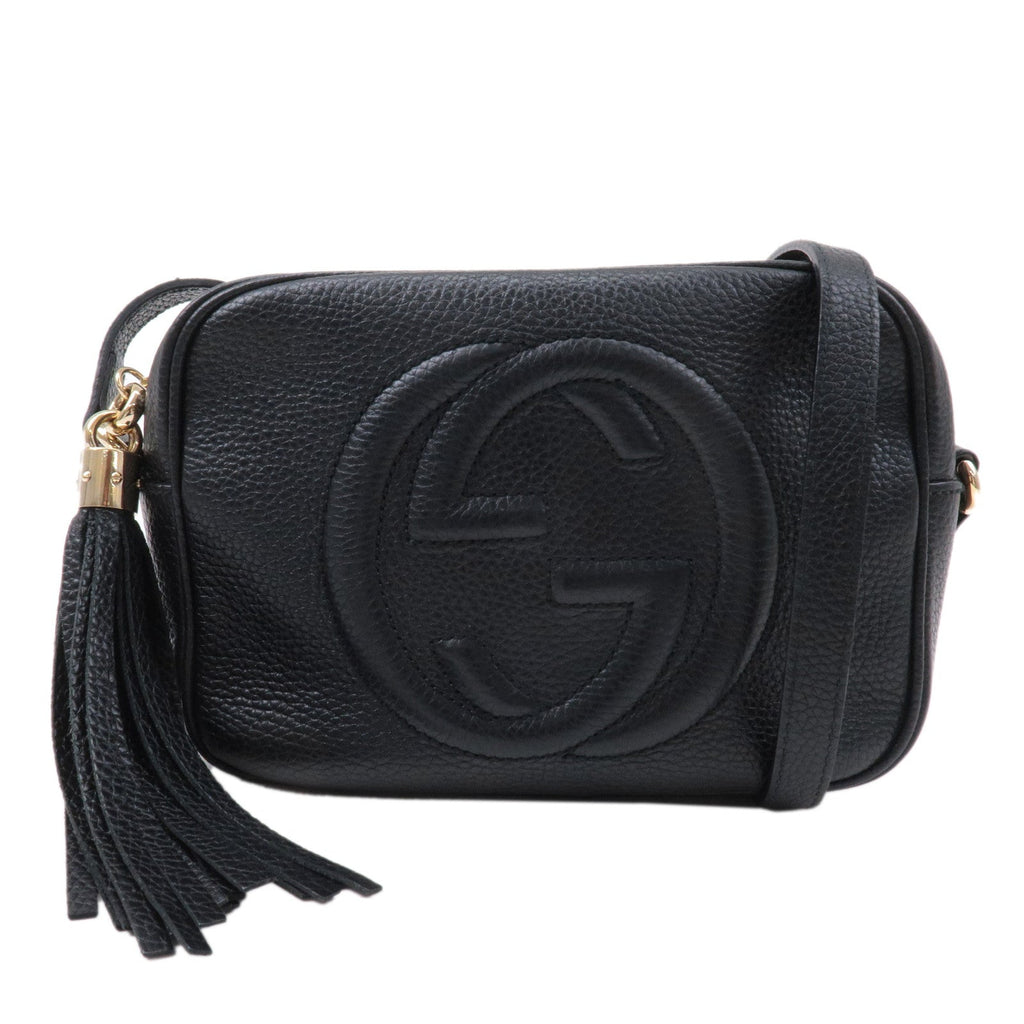 GUCCI SOHO Small Disco Leather Shoulder Bag Black 308364