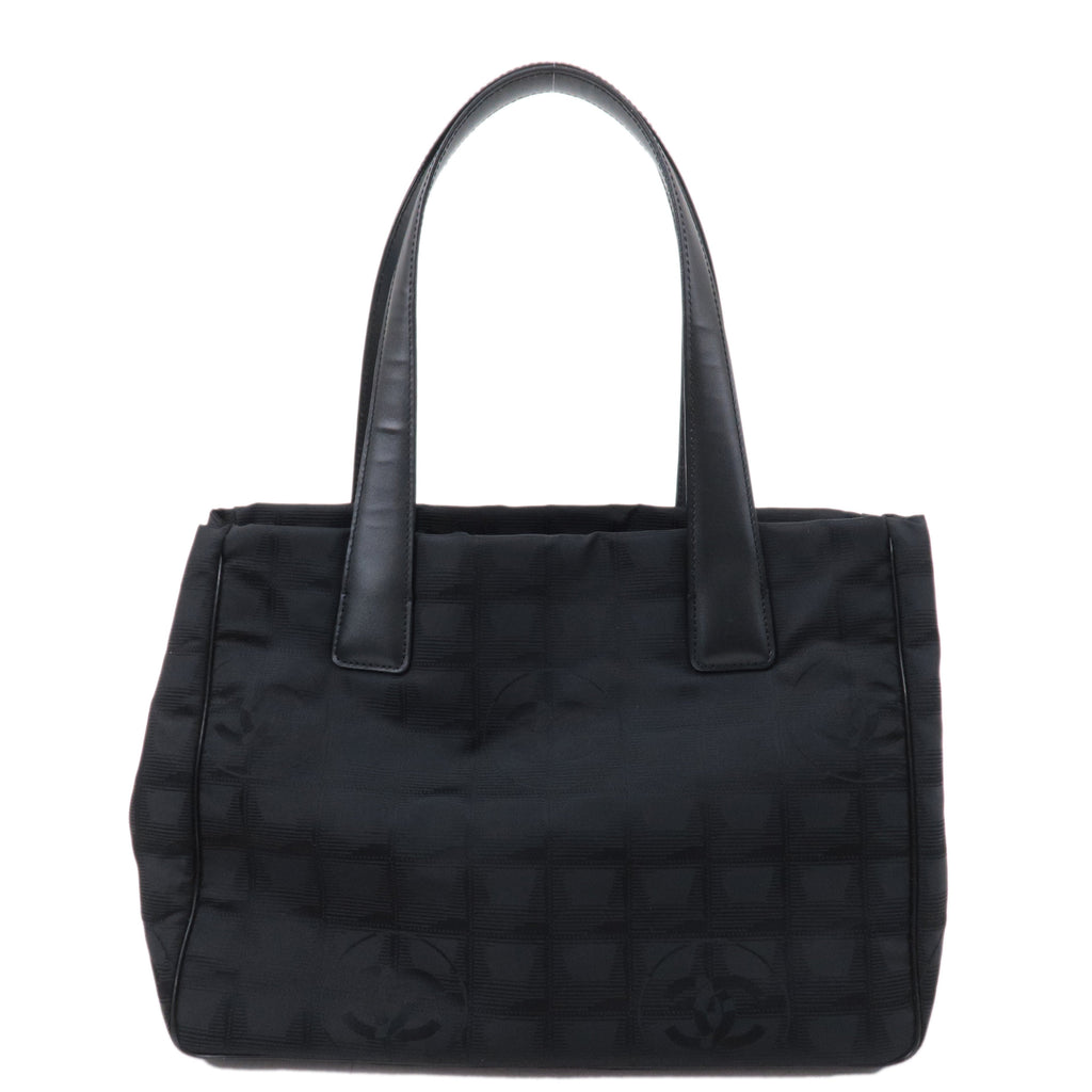 CHANEL New Travel Line Nylon Jacquard PM Tote Bag Black A20457