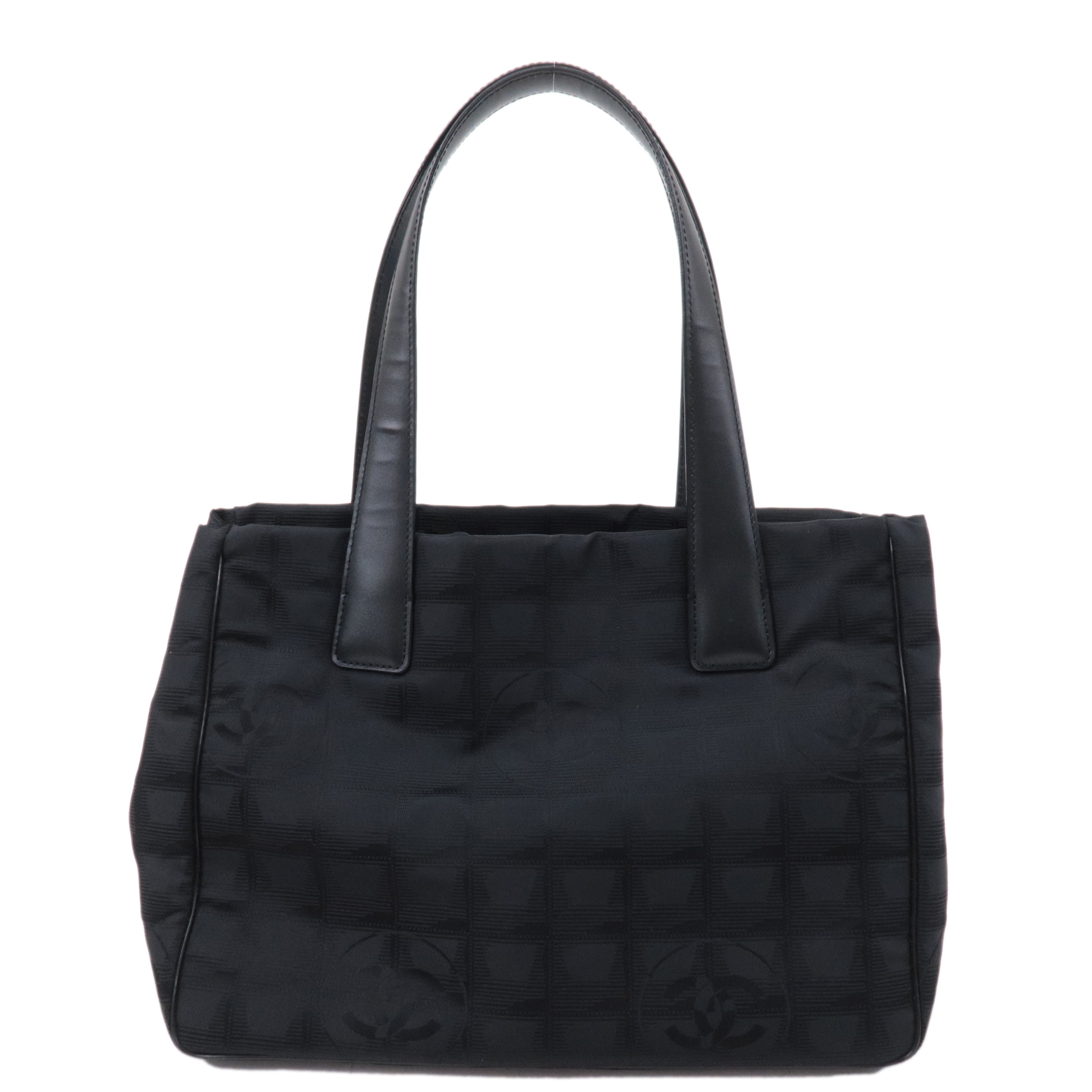 CHANEL New Travel Line Nylon Jacquard PM Tote Bag Black A20457
