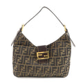 FENDI Zucca Canvas Leather Shoulder Bag Brown Black 26569