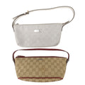GUCCI Boat Bag Set of 2 GG Canvas Leather Hand Bag 07198 190393