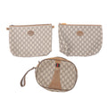 GUCCI Set of 3 Old Gucci GG Plus Leather Clutch Bag Beige Brown