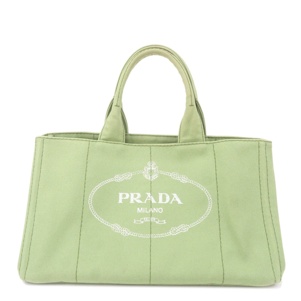 Prada Canapa Canvas Tote Bag Hand Bag Green B1877B