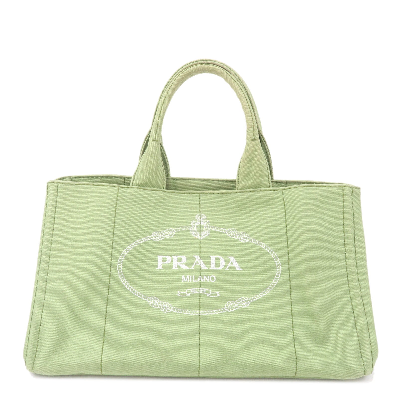 Prada Canapa Canvas Tote Bag Hand Bag Green B1877B