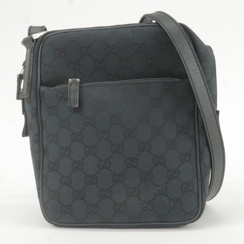 GUCCI GG Canvas Leather Shoulder Bag Hand Bag Black 018 1612