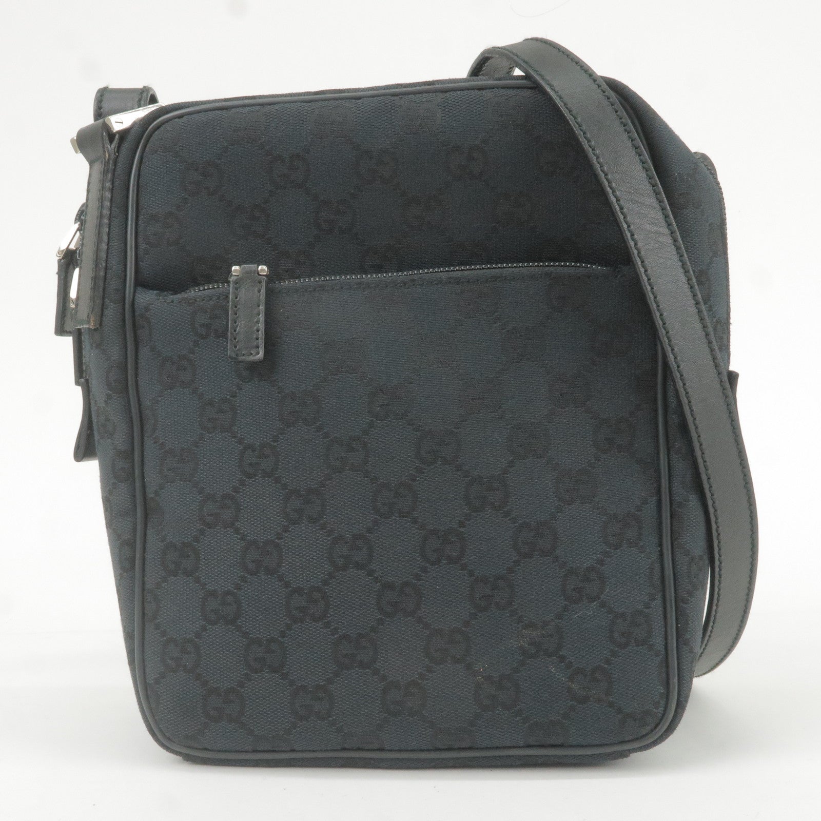 GUCCI GG Canvas Leather Shoulder Bag Hand Bag Black 018 1612