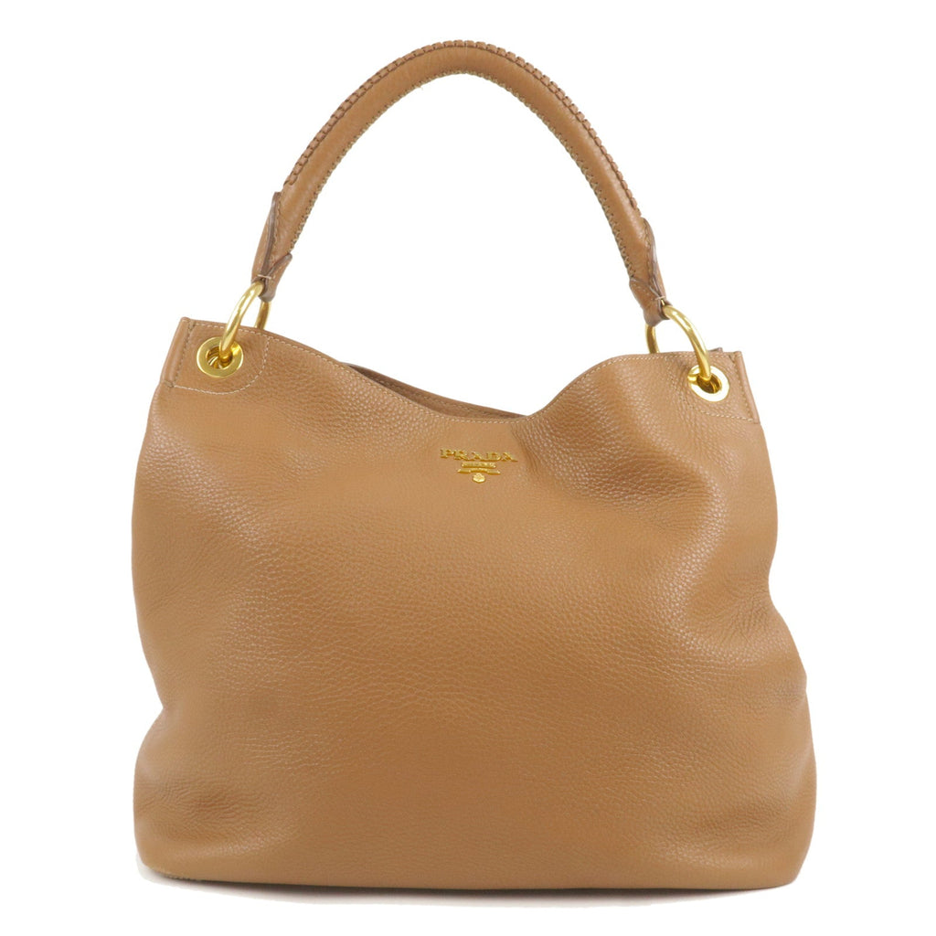 Prada Logo Leather One Shoulder Bag Brown BR4829