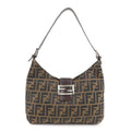FENDI Zucca Canvas Leather Shoulder Bag Brown Black 26569