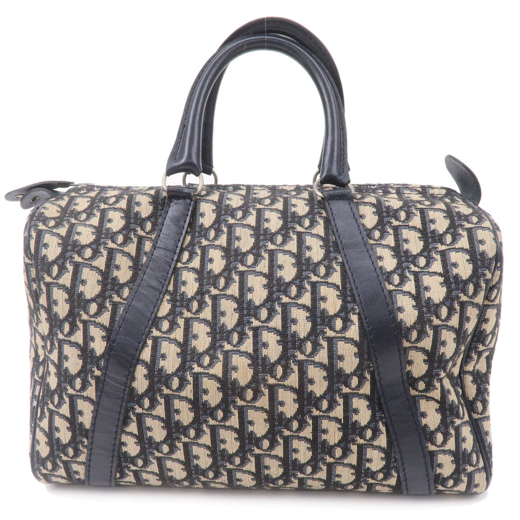 Christian Dior Trotter Canvas Leather Boston Bag Navy