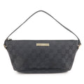 GUCCI Boat Bag GG Monogram Canvas Leather Pouch Black 039.1103