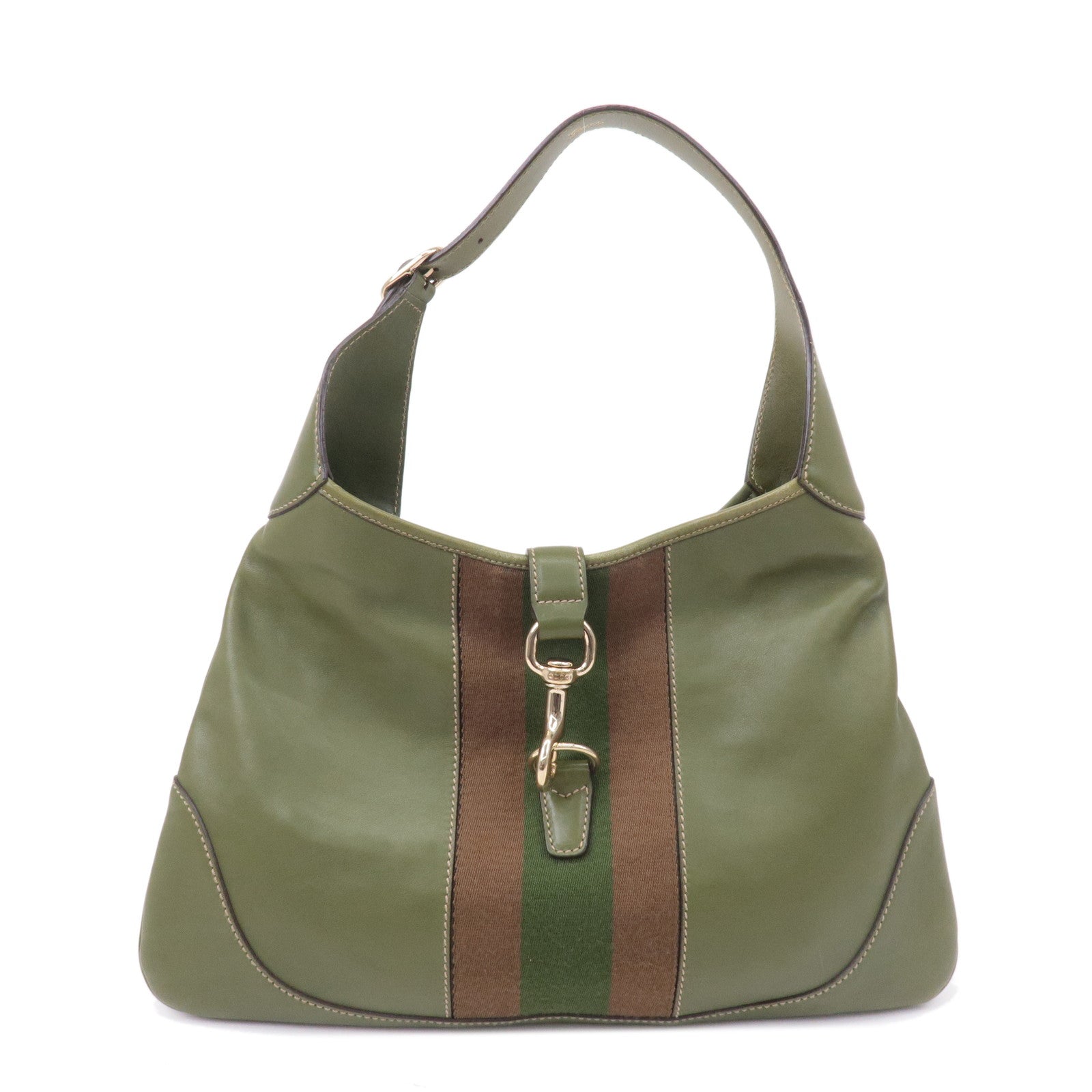 GUCCI Sherry Leather Shoulder Bag Hand Bag Green 153029