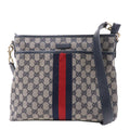 GUCCI Sherry GG Canvas Leather Shoulder Bag Navy Beige 388926
