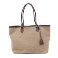 Prada Logo Jacquard Leather Tote Bag Beige Brown 1BG158