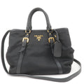 Prada Nylon Leather 2Way Bag Tote Bag Hand Bag Black