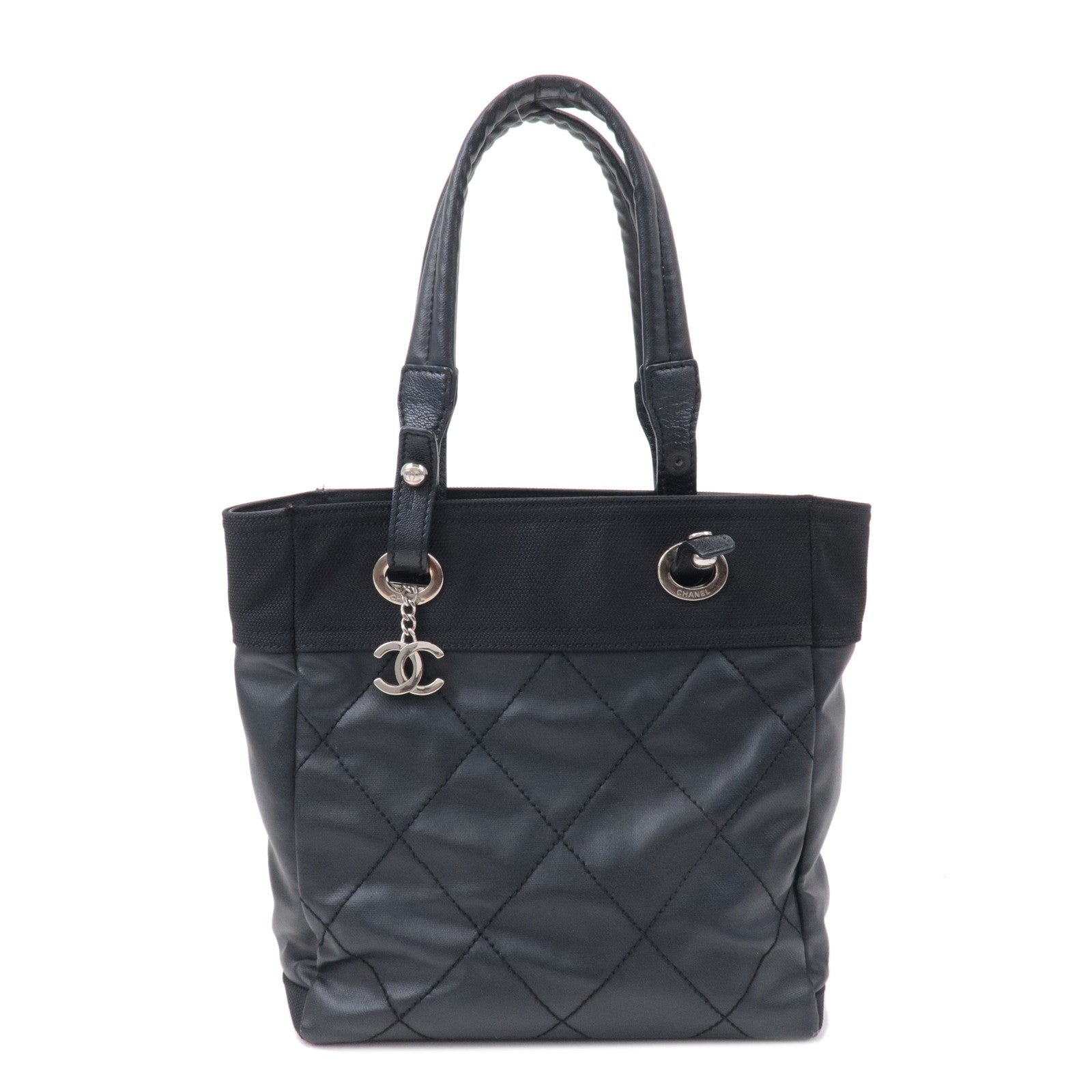 CHANEL Paris Biarritz Coated Canvas Leather Tote Bag PM A34208