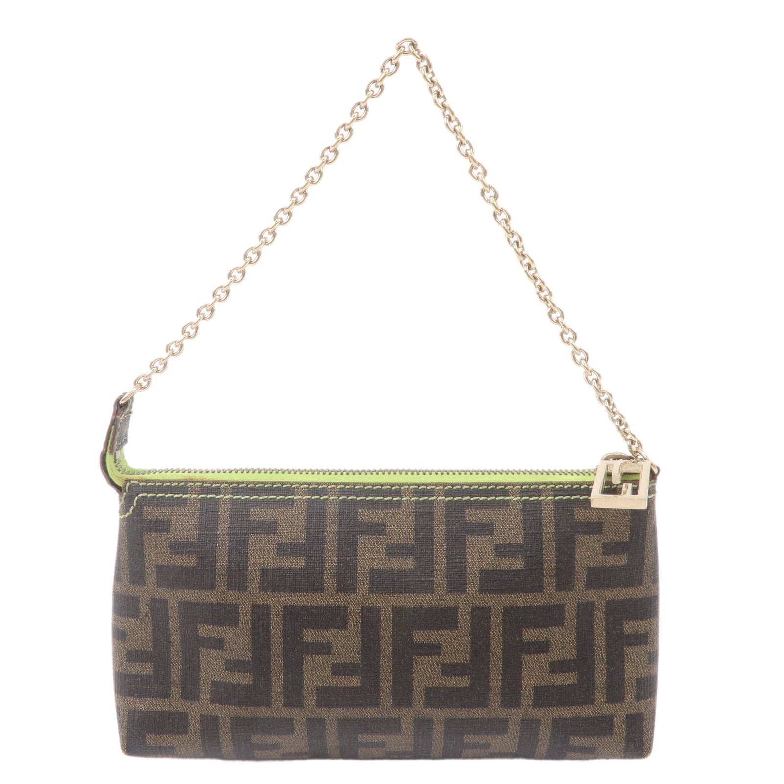 FENDI Zucca Print PVC Accessory Pouch Bag Khaki Green 8BR592