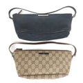 GUCCI Set of 2 Boat Bag GG Canvas Leather Hand Bag 07198