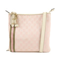 GUCCI Sherry GG Canvas Leather Shoulder Bag Pink White 144388