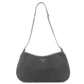 Prada Logo Nylon Enamel Shoulder Bag Purse Hand Bag Black