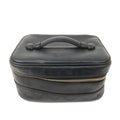 CHANEL Bicolore Lamb Skin Vanity Bag Cosmetic Pouch Black A01618