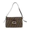 FENDI Zucca Canvas Leather Shoulder Bag Brown Black 26566