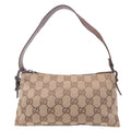 GUCCI GG Canvas Leather Hand Bag Pouch Beige Brown 103399