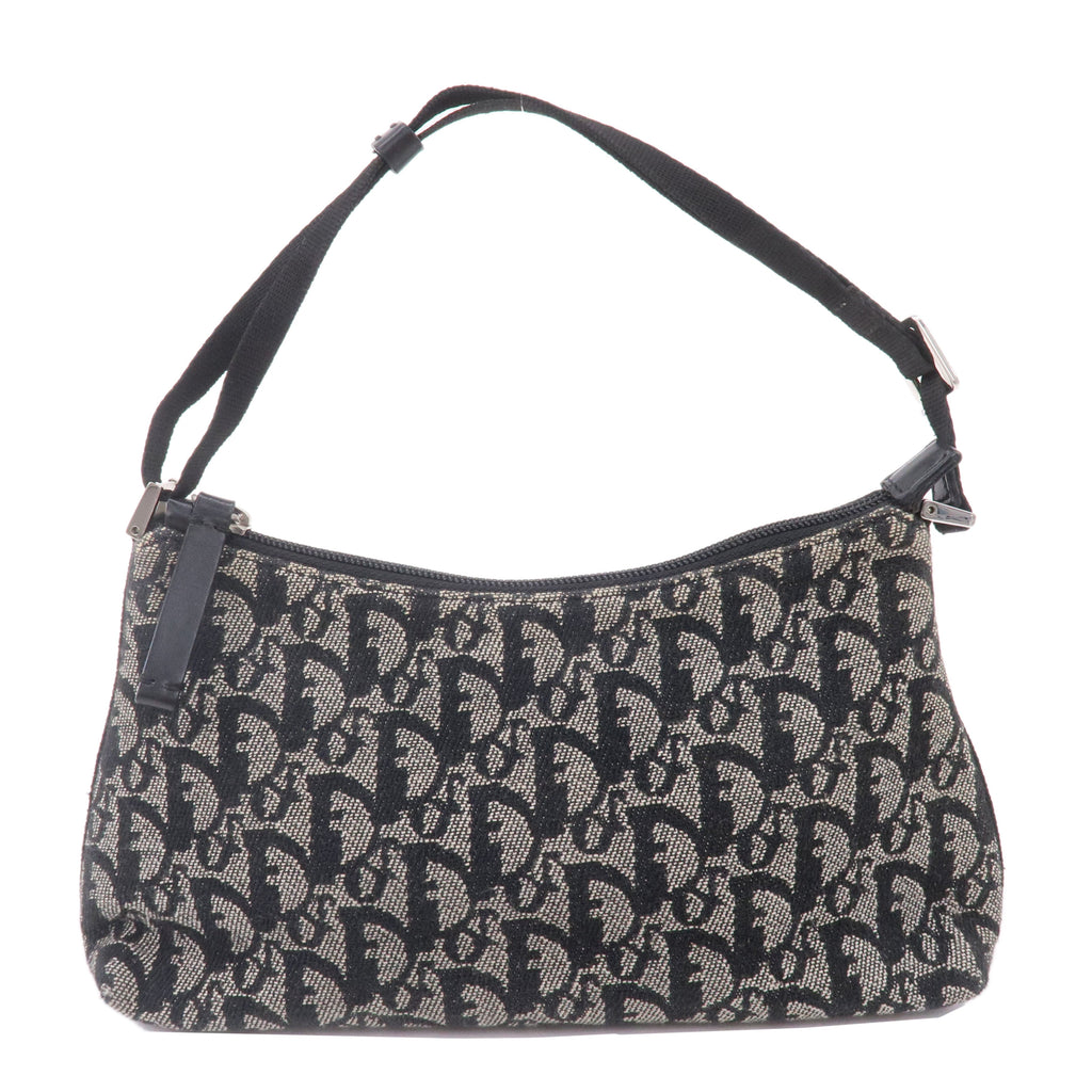 Christian Dior Trotter Canvas Leather Hand Bag Pouch Black