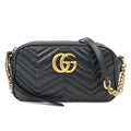 GUCCI GG Marmont Leather Chain Shoulder Bag Black 447632