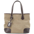 Prada Logo Jacquard Leather 2Way Bag Beige Brown BR3414