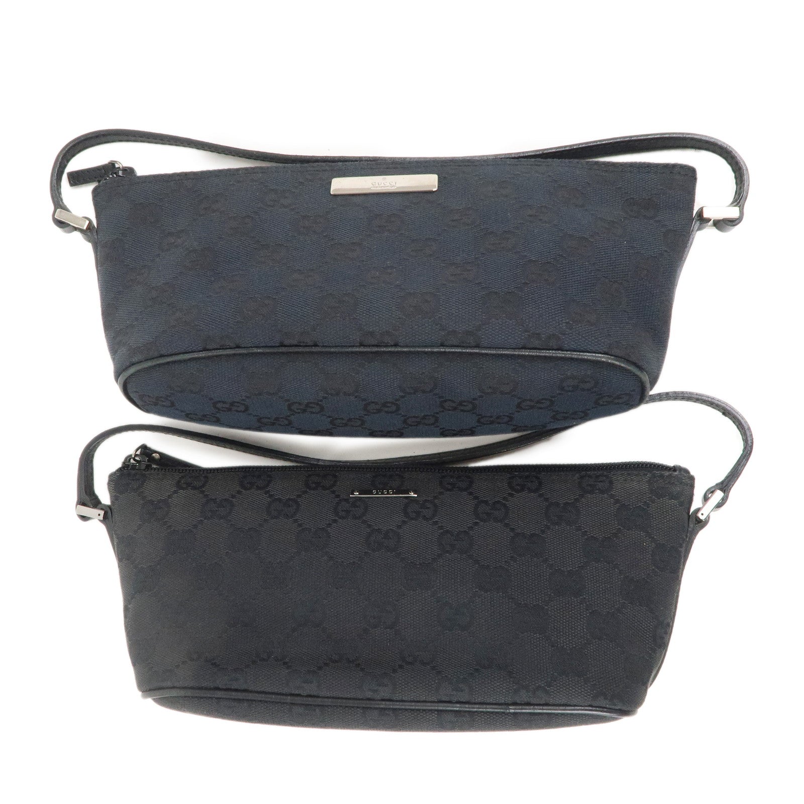 GUCCI Set of 2 Boat Bag GG Canvas Leather Pouch 07198 039.1103