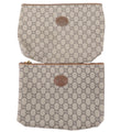 GUCCI Set of 2 Old Gucci GG Plus Leather Clutch Bag Beige Brown