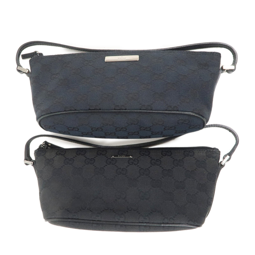 GUCCI Set of 2 Boat Bag GG Canvas Leather Pouch 07198 039.1103
