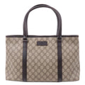 GUCCI GG Supreme Leather Tote Bag Beige Brown 114595
