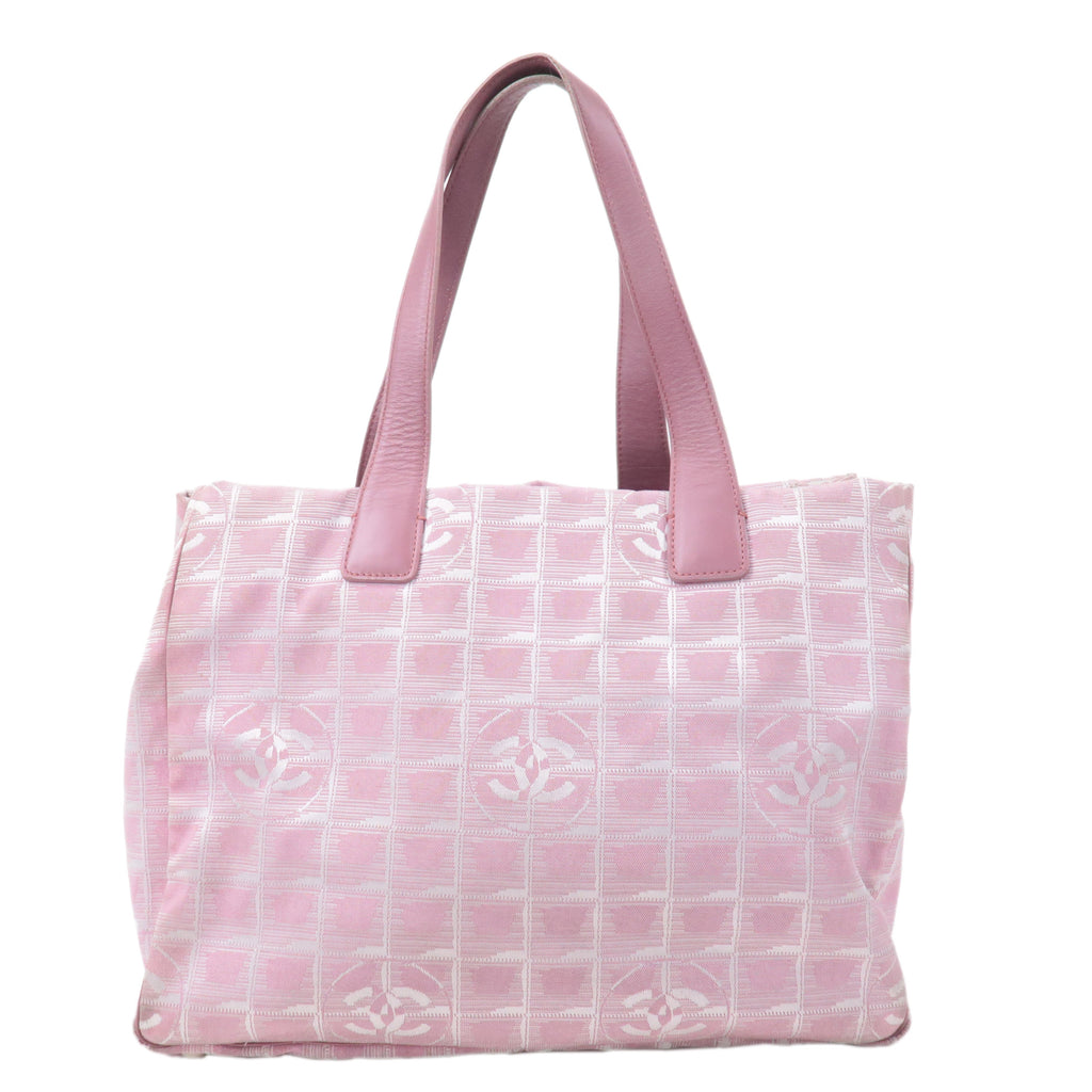 CHANEL New Travel Line Nylon Jacquard Leather Tote Bag MM A15991