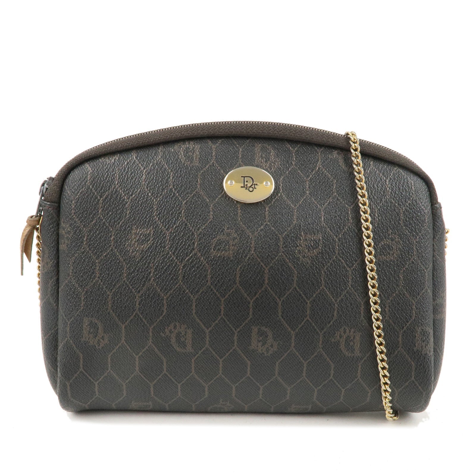 Christian Dior Honeycomb PVC Chain Shoulder Bag Black