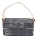 CHANEL Chocolate Bar Wild Stitch Canvas Hand Bag Gray