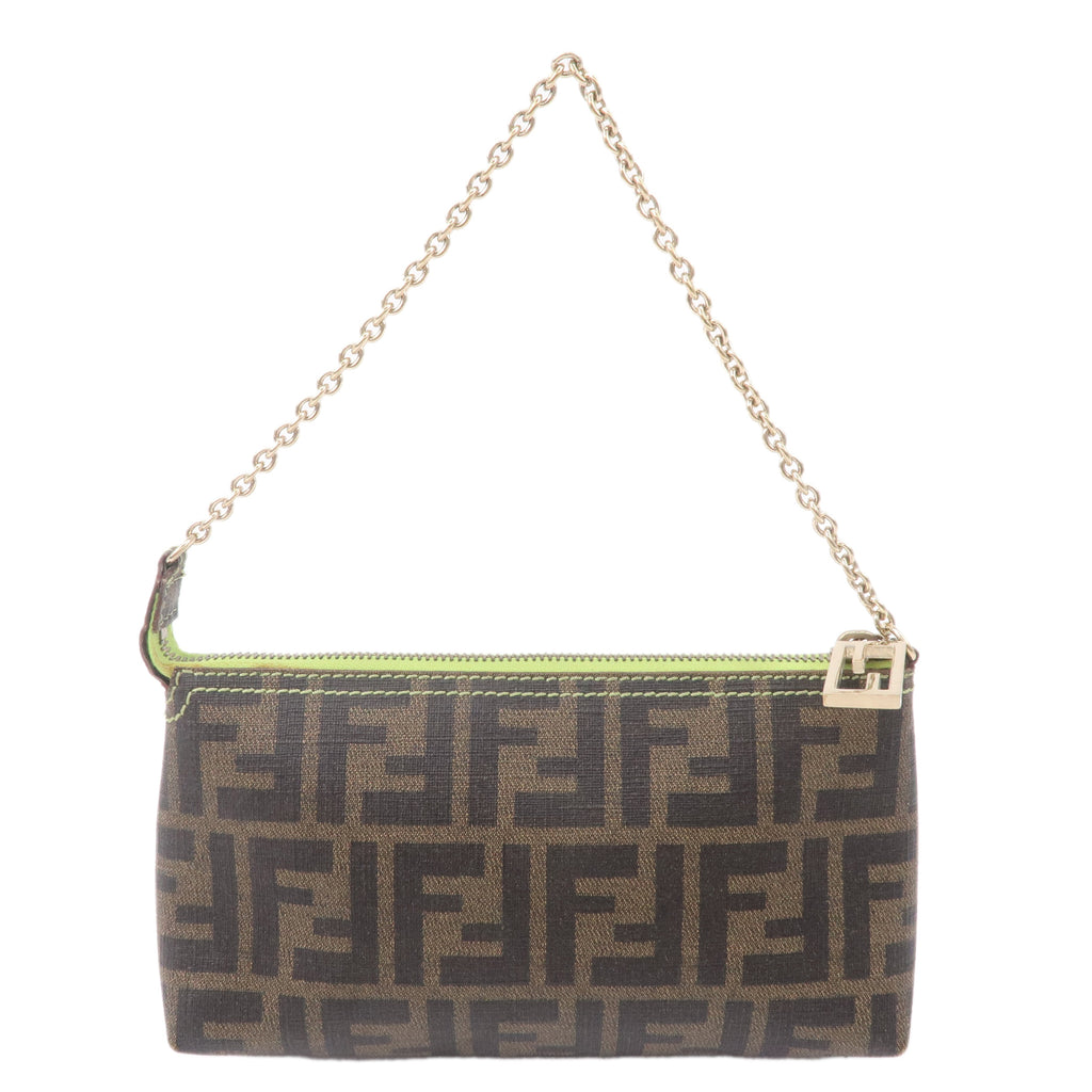 FENDI Zucca Print PVC Accessory Pouch Bag Khaki Green 8BR592