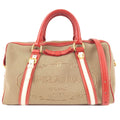 Prada Logo Jacquard Canvas Leather 2Way Shoulder Bag Beige Red