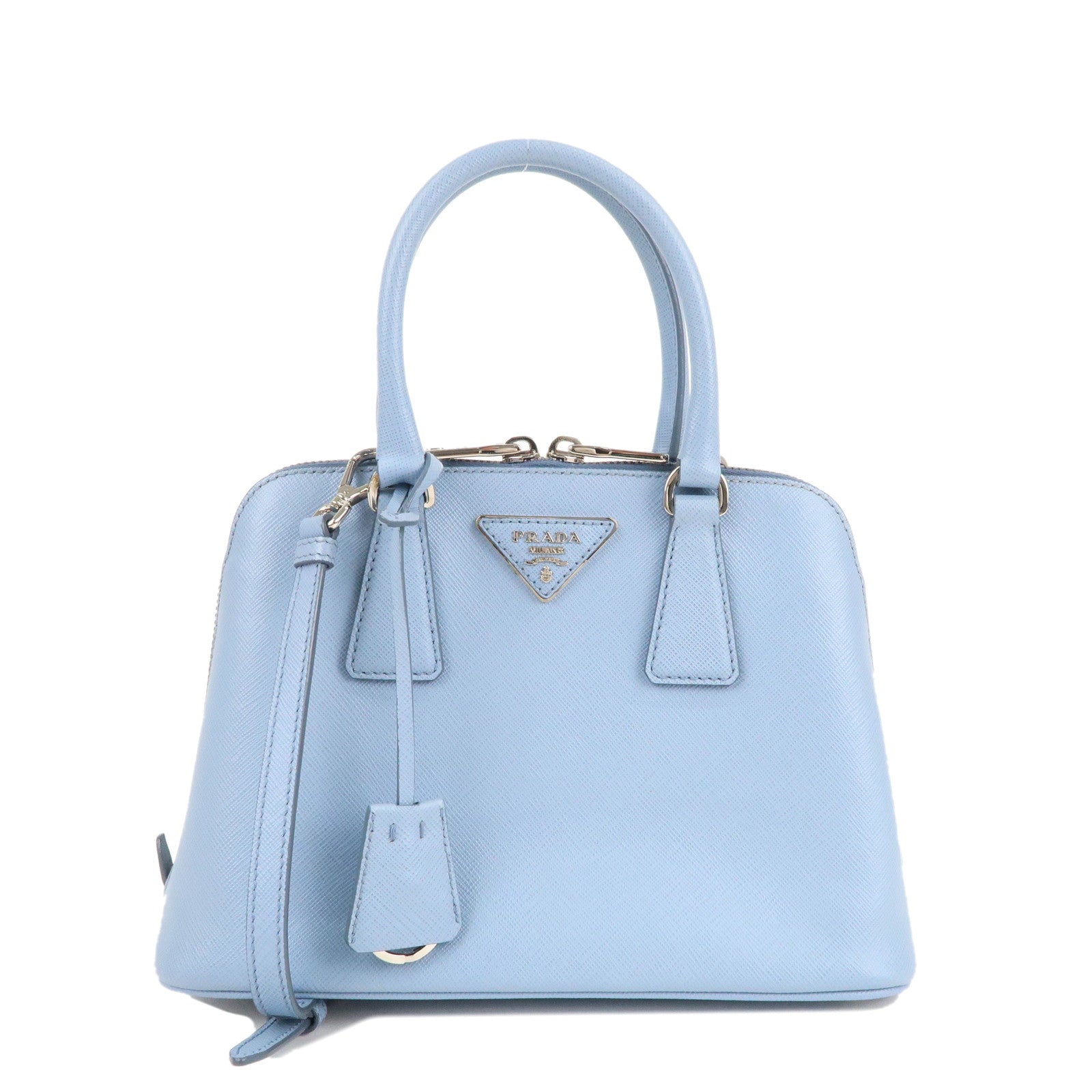 Prada Logo Leather 2Way Bag Hand Bag Shoulder Bag Blue 1BA838