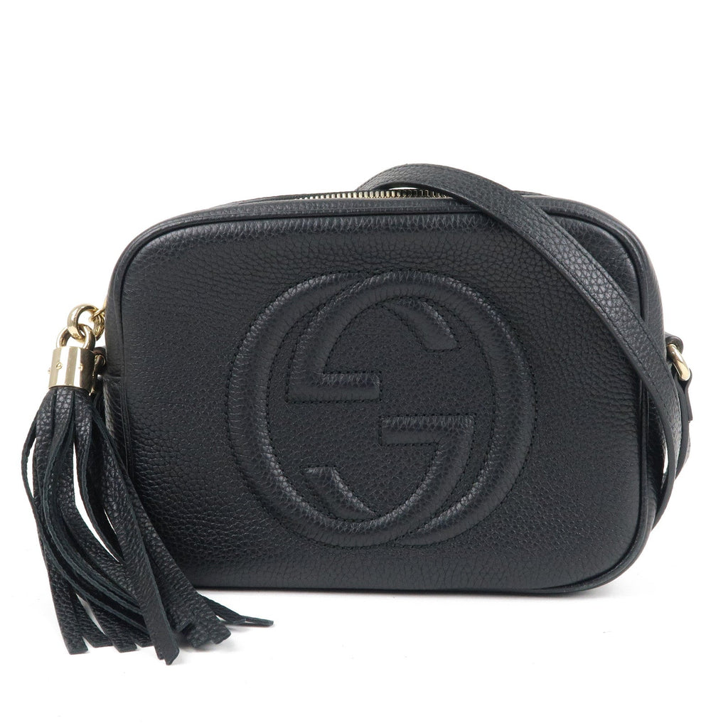 GUCCI SOHO Small Disco Leather Shoulder Bag Black 308364